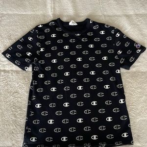 Champion Tee Shirt Mens • Champion Allover Print C Logo Black T-Shirt